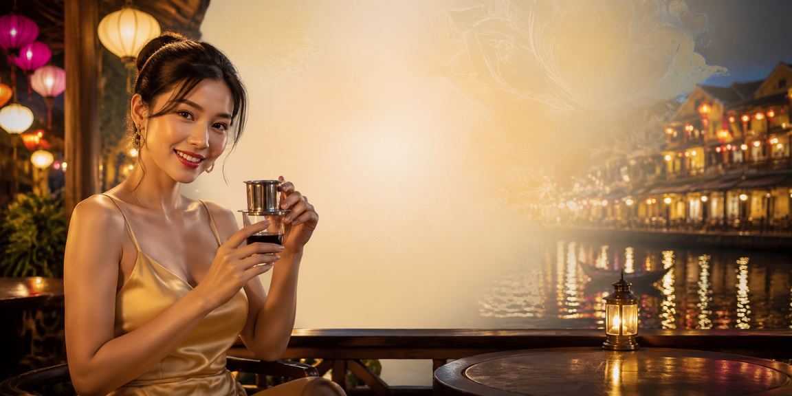 Không gian cà phê Hội An nơi người dùng theo dõi nội dung giải trí trực tuyến